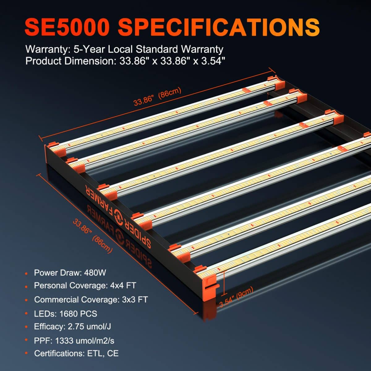 SE5000 480W led grow light