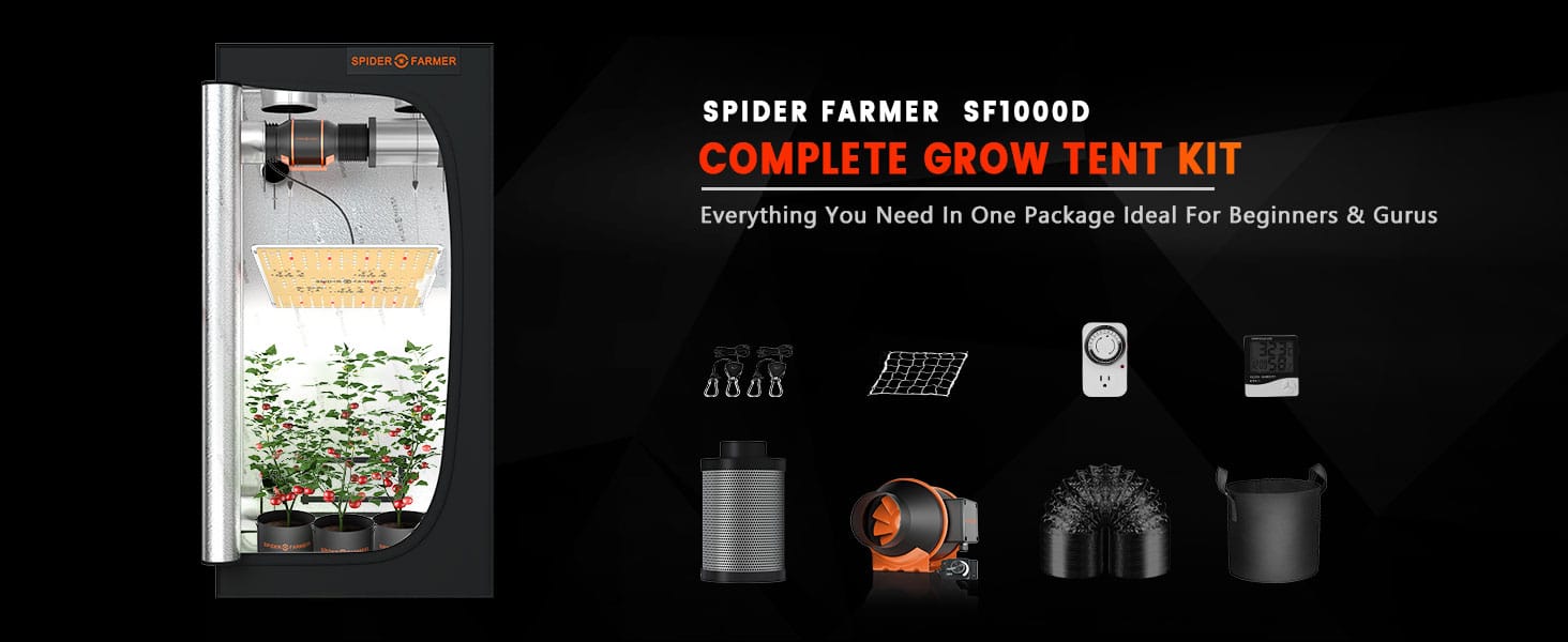 Spider Farmer SF1000D 2X2 Complete Grow Tent Kits with Speed Controller-PC-A1