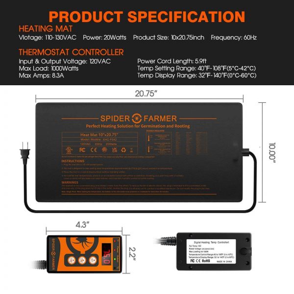 Spider-Farmer-Seedling-Heat-Mat-10X20.75-1pack-with-controller-9
