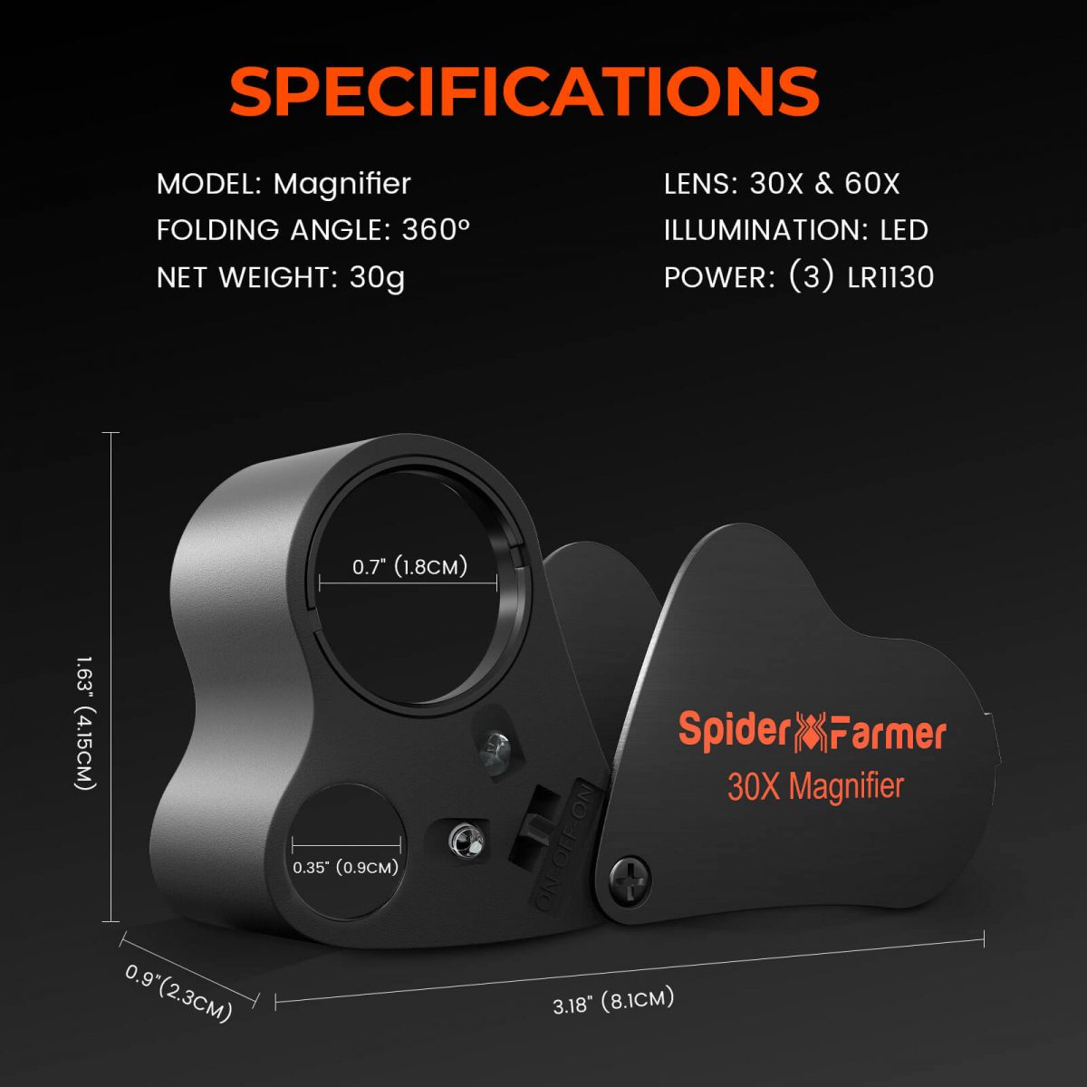 Magnifier With LED Light size