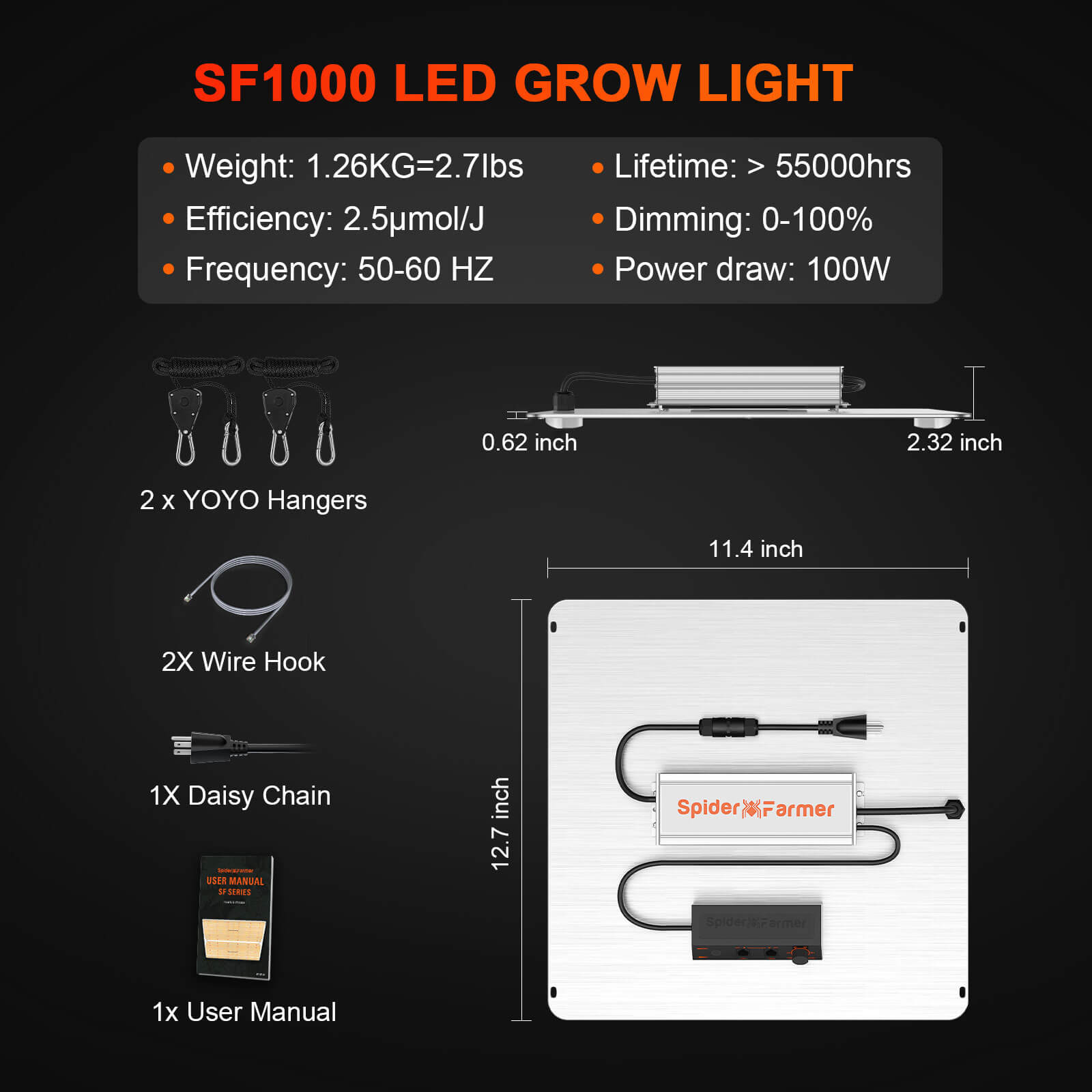 FLASH SALE Spider Farmer SF1000 Samsung LM301B LED Grow Light