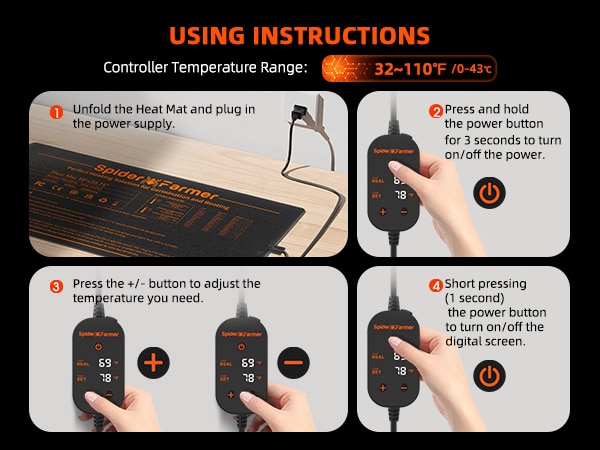 Spider Farmer® 10”x20” 48”X20.75” Seedling Heat Mat & Controller Set for Germination, Indoor Gardening, Greenhouse-7.1